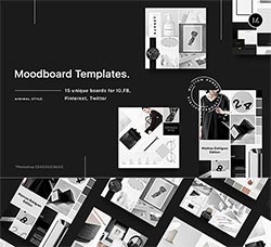 59个高质量的画册/手册/电商等图片编排框架模板：Mood board templates